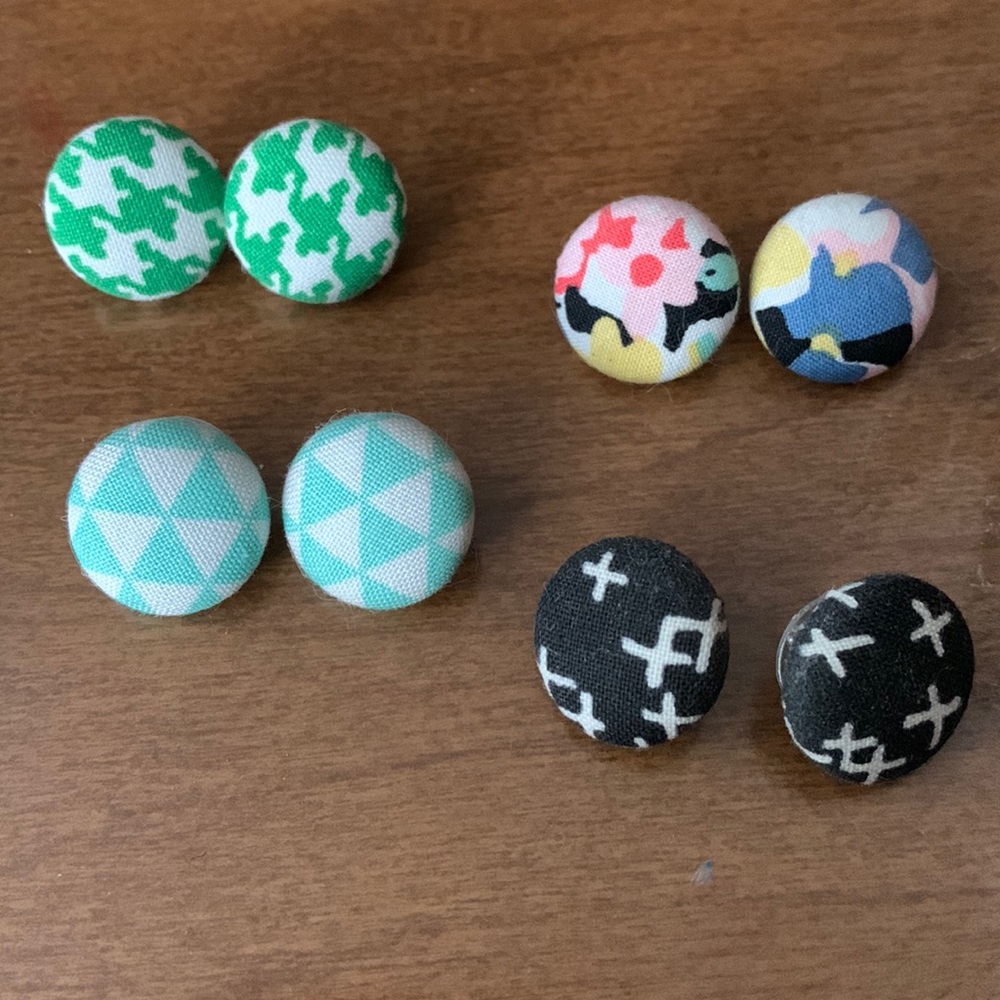 Set of Four Button Earrings